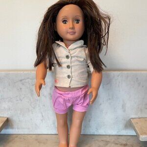 OUR GENERATION Neveah Brunette 18" Doll with Top/Shorts